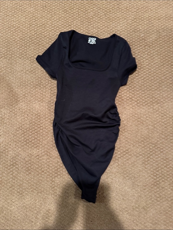 OQQ Tops - oqq Black Square-Neck Ruched body suit